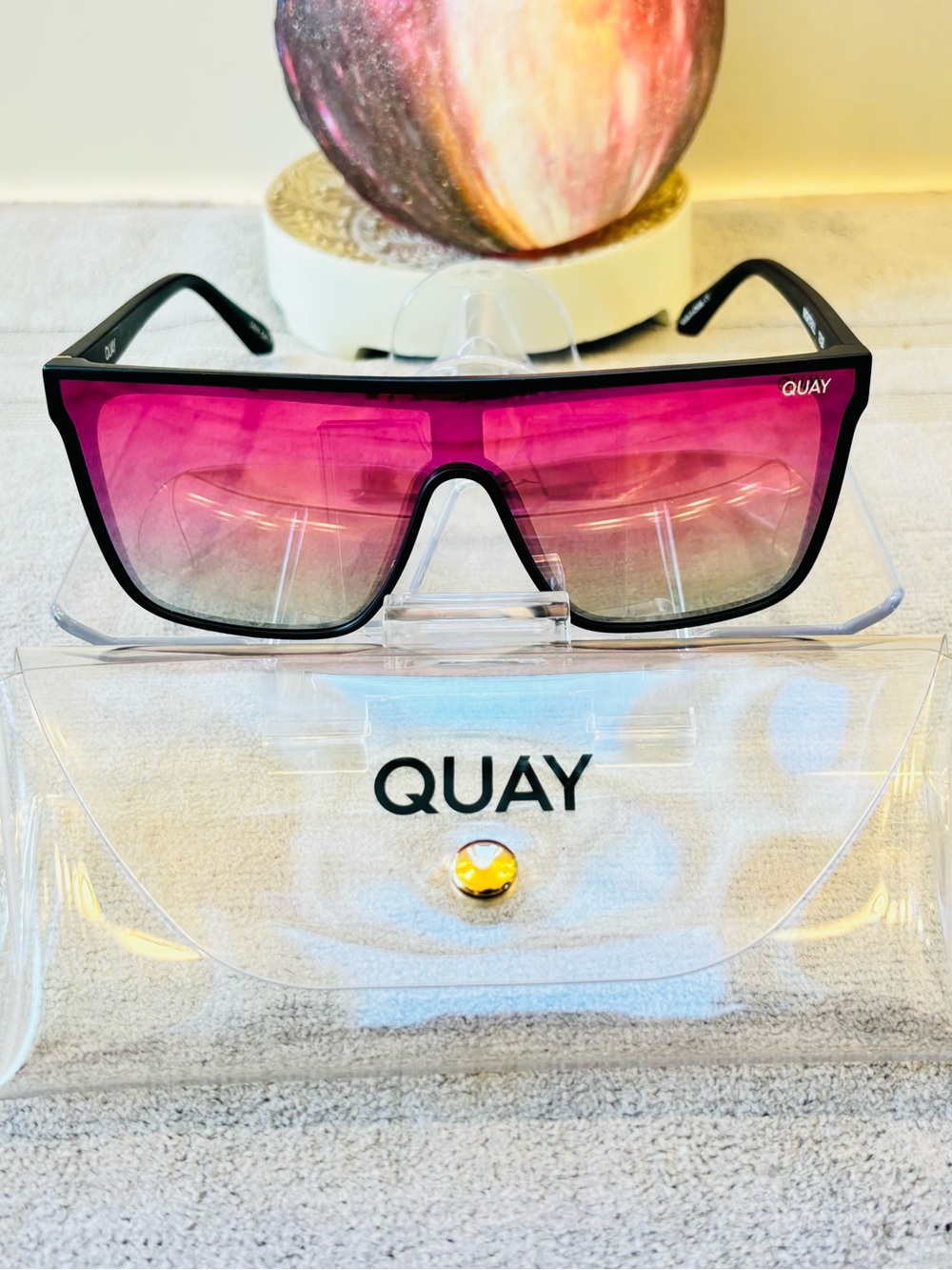 Quay Nightfall 1212 Shield Sunglasses Black Frame Purple Gradient UV400